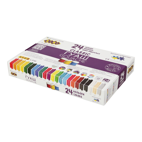 Набір гуашевих фарб 24 кольори по 20 мл KIDS Line Classic ZB.6614 фото